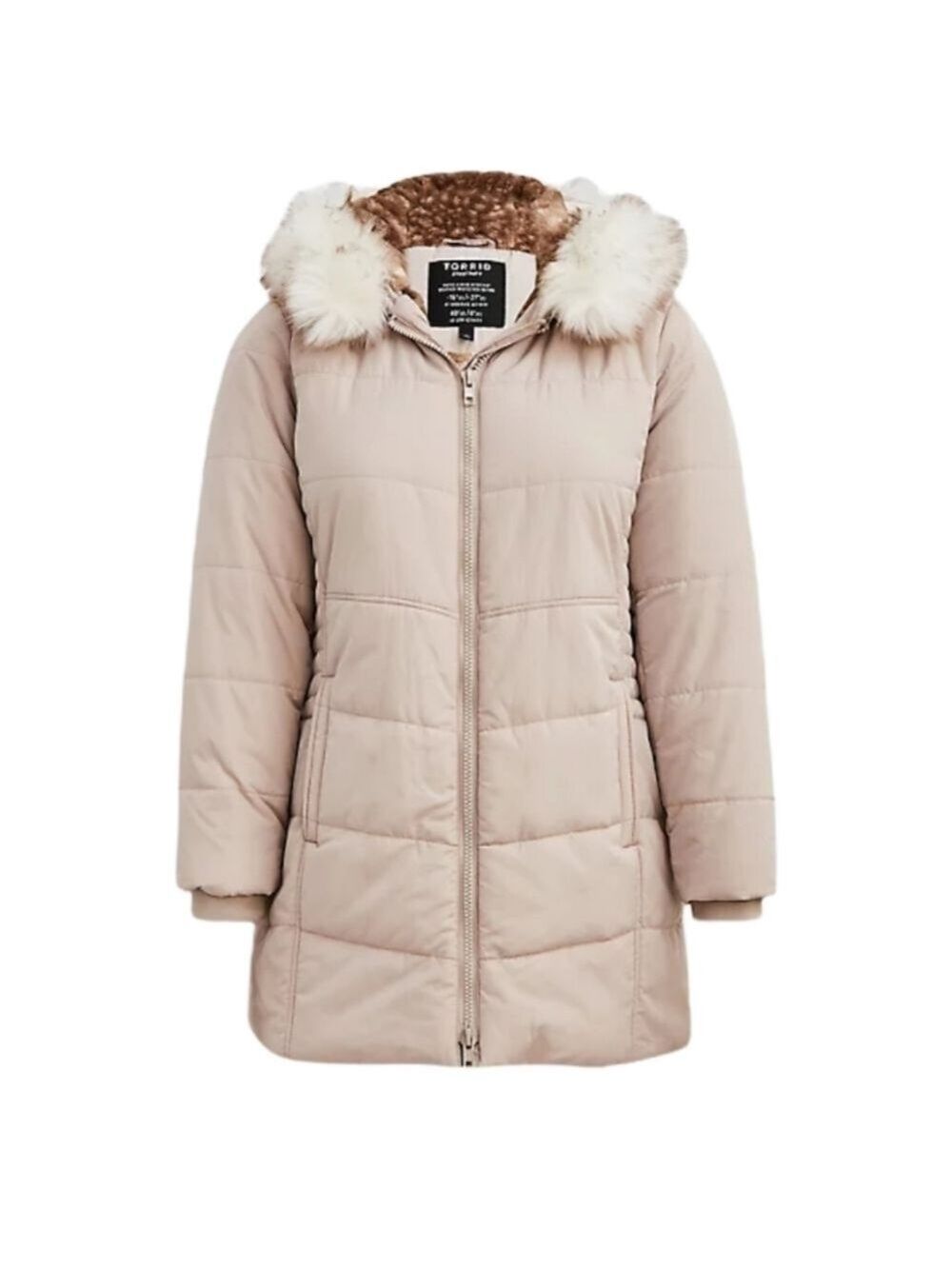 5X - Torrid | FIT & FLARE PUFFER JACKET - FUR NYLON GREY & BIRCH
